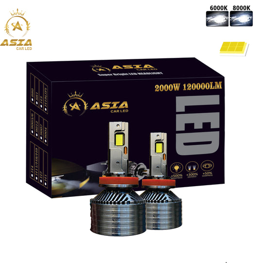 Asia 2000w Led Lights Bulbs For Cars H4 9005/6 H11 Cutt off Turbo LED Lamps High Low Beam For All Cars 5.0 Version
