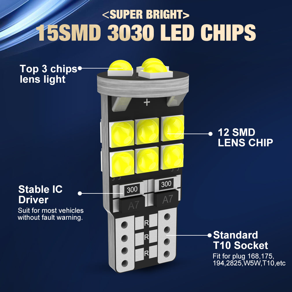 15 SMD T10/15 Parking Lights Reading lamp trunk lights 6000k (2pcs)