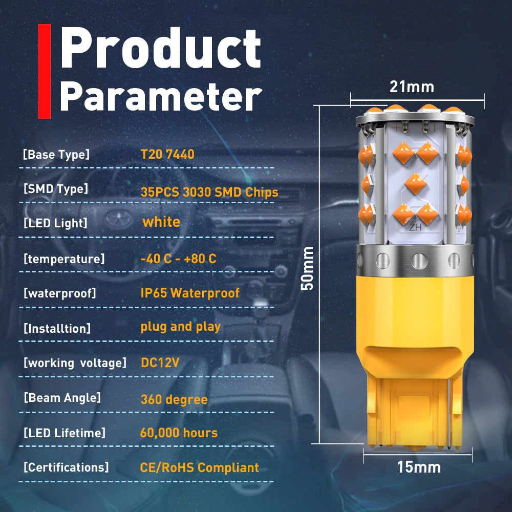 Car LED Indicators Bulbs 35 SMD Indicator Lights Turn Signal Lights T20 1156